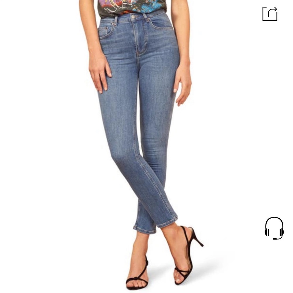 Reformation High and Skinny Crop Syracuse Wash Jeans size 24